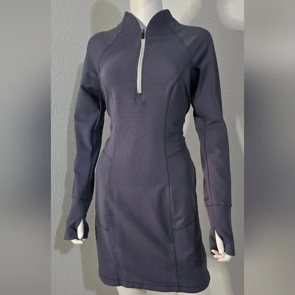 Elegant Navy Long-Sleeve Dress - Picture 3 of 11